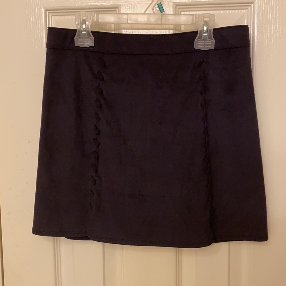 Black Feaux Suede Mini Skirt